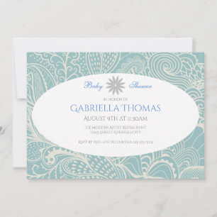 Blue/Grey Swirls - Baby Shower Invitation
