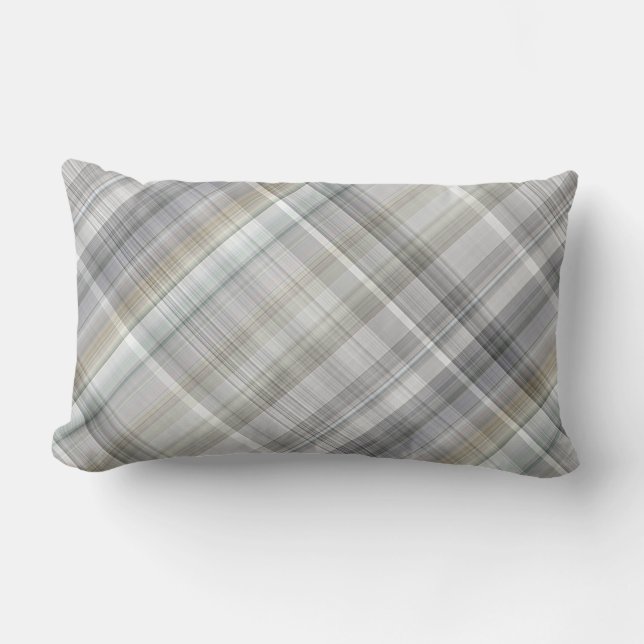 Blue/Grey/Tan Plaid Lumbar Cushion (Front)