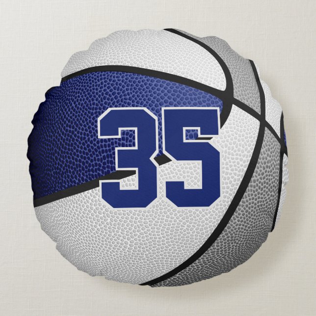 blue grey team colours basketball room decor round cushion (Front)