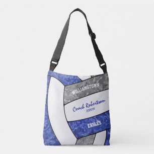 blue grey team colours girls volleyball coach crossbody bag