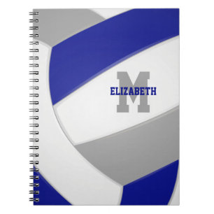 blue grey team colours personalised volleyball notebook