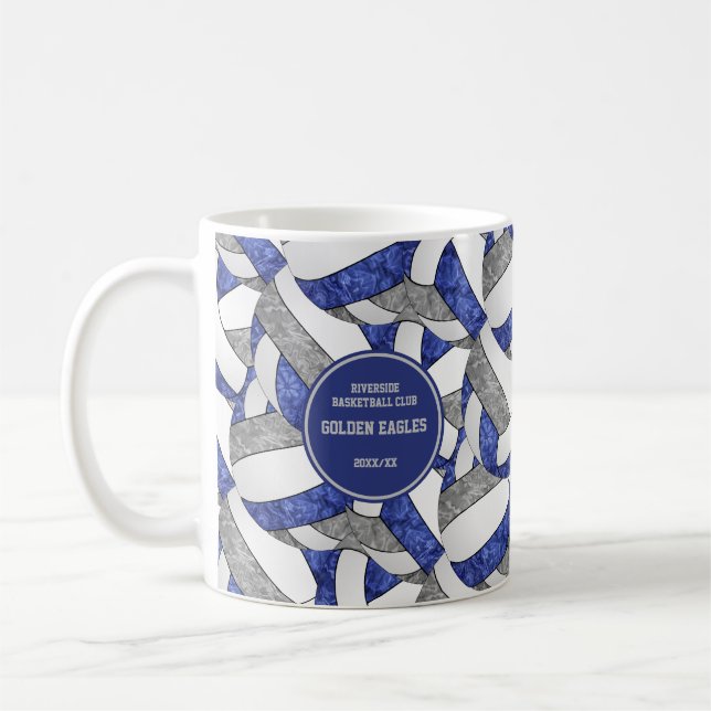 blue grey team colours volleyball coach gift coffee mug (Left)