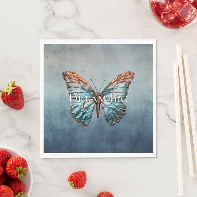 Blue Grey Texture Butterfly Napkin (Insitu)