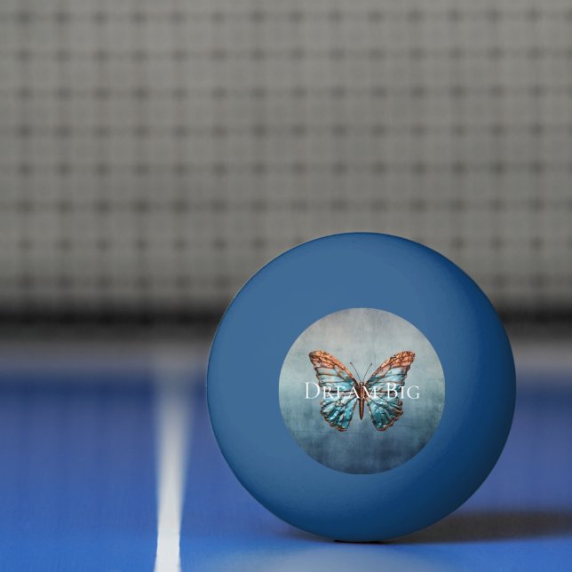Blue Grey Texture Butterfly Ping Pong Ball (Net)