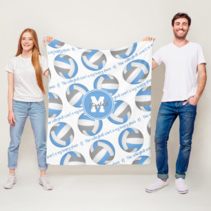 blue grey The volleyball court is my happy place Fleece Blanket