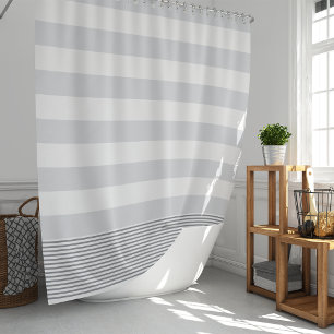 Blue Grey Turkish Stripe Shower Curtain