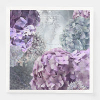 Blue Grey Vintage floral Hydrangea Flower pattern
