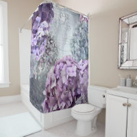 Blue Grey Vintage floral Hydrangea Flower pattern