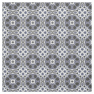 Blue Grey Violet Floral Bali Batik Pattern Fabric