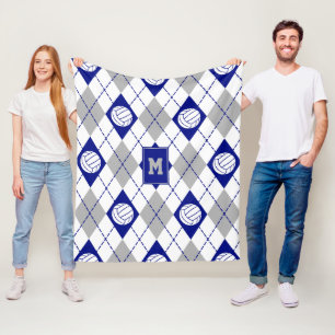 blue grey volleyball team colours argyle fleece blanket