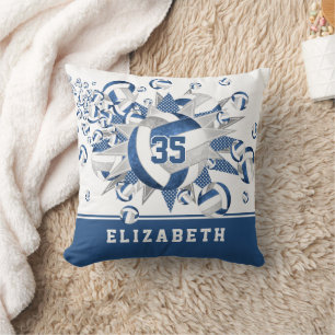 blue grey volleyballs stars girly sports decor cushion