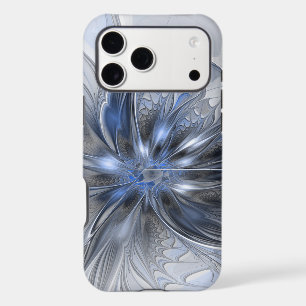 Blue Grey Watercolor Abstract Floral Fractal Art