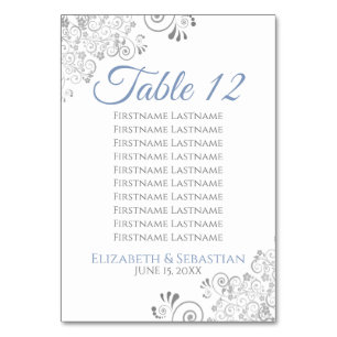 Blue & Grey Wedding Table Number Seating Chart
