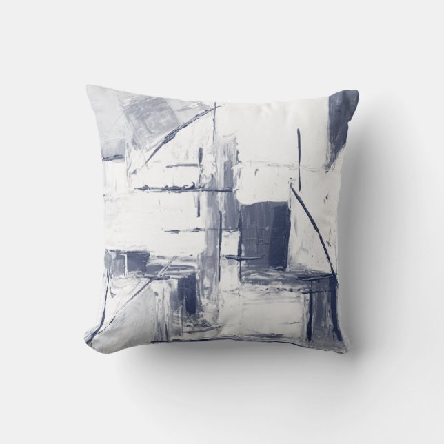 Blue/Grey & White Abstract Decor Pillow (Front)