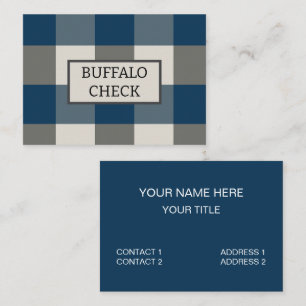 Blue Grey White Buffalo Check Business Card