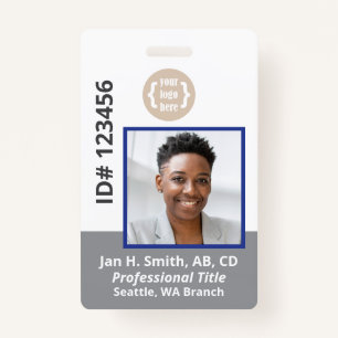 Blue Grey White Employee Photo ID Card ID Badge