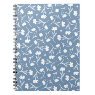 Blue Grey White Liberty Floral Pattern Elegant Pop Notebook