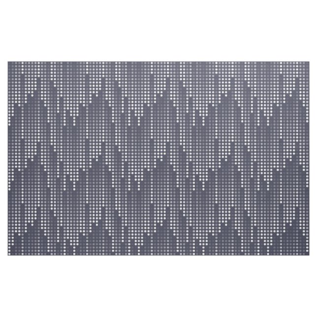 Blue-Grey White Polka Dots Matrix Patterned Fabric (Yard)