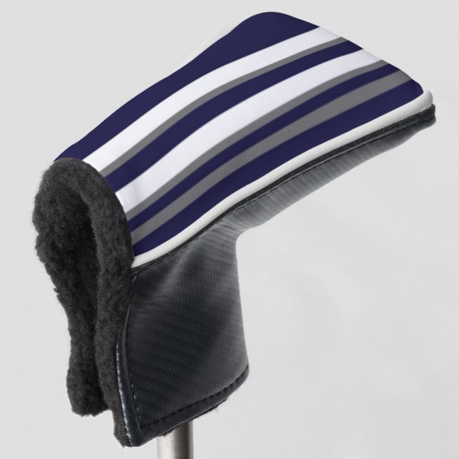 Blue Grey White Strip Putter Cover (3/4 Front)