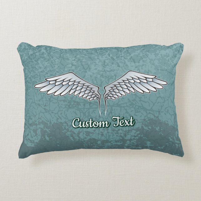Blue-Grey Wings Accent Pillow (Front)