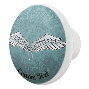 Blue-Grey Wings Ceramic Knob