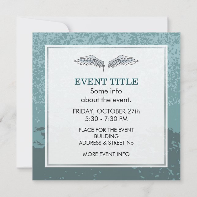 Blue-grey wings invitation (Back)