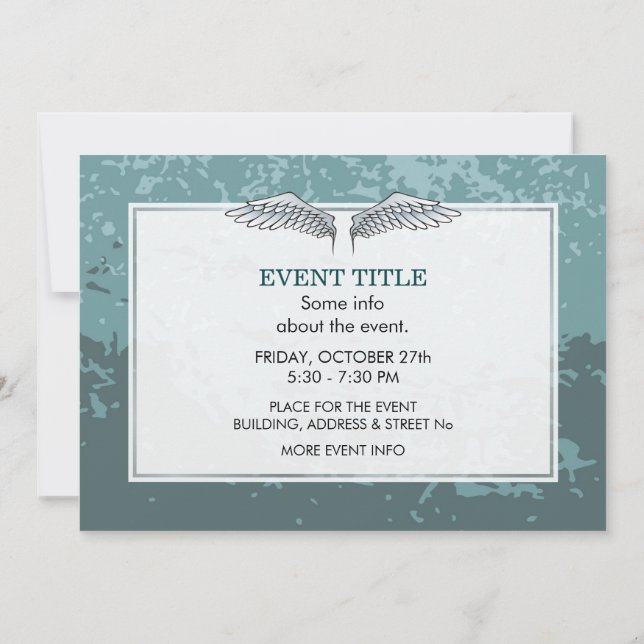 Blue-grey wings invitation (Back)