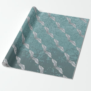 Blue-grey wings wrapping paper