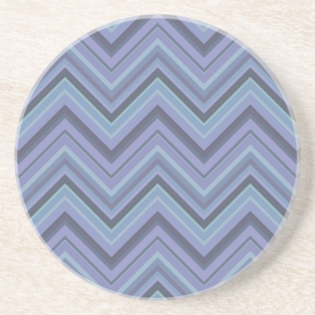 Blue-grey zigzag stripes coaster (Front)