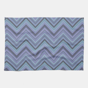 Blue-grey zigzag stripes tea towel