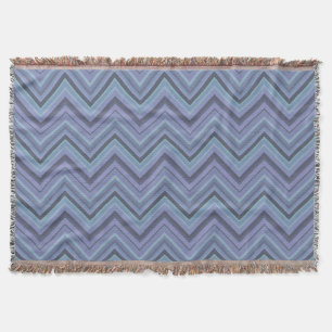 Blue-grey zigzag stripes throw blanket
