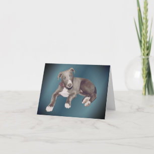 Blue Greyhound Puppy Dog Personalized Note Card
