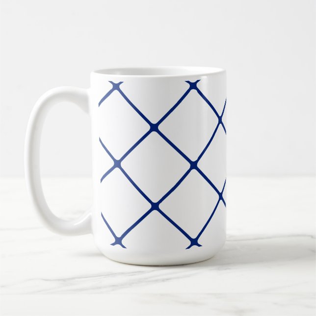 Blue Grid (angled) Coffee Mug (Left)