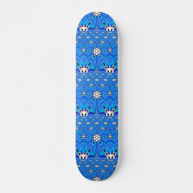 blue grid geometric skateboard (Front)
