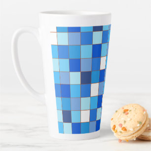 Blue Grid Latte Mug