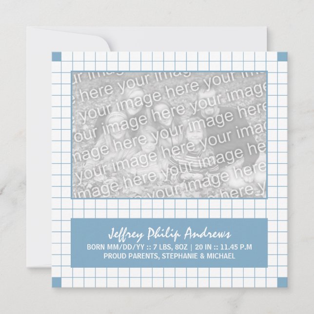 Blue Grid Photo Announcement (Front)