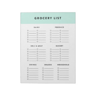 Blue Grocery List Notepad