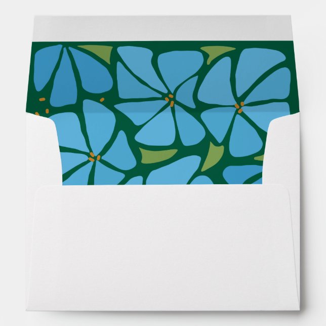 Blue Groovy Flower Pattern Envelope (Back (Bottom))