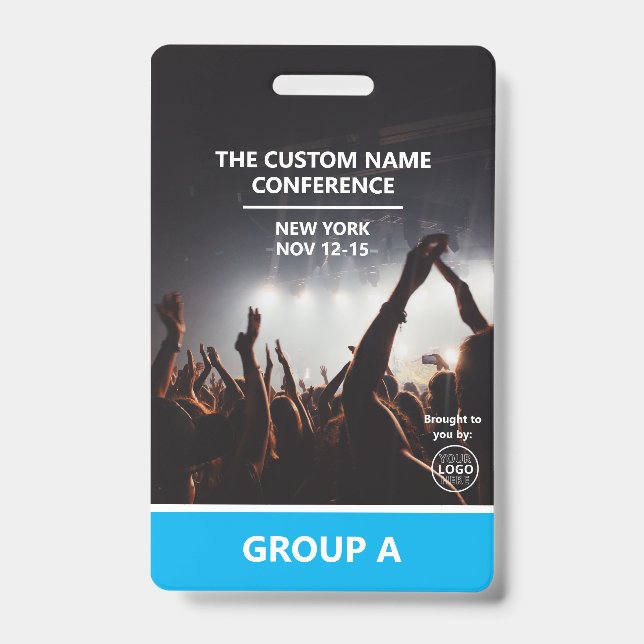 Blue Group Conference QR Code Custom Access Pass ID Badge (Front)