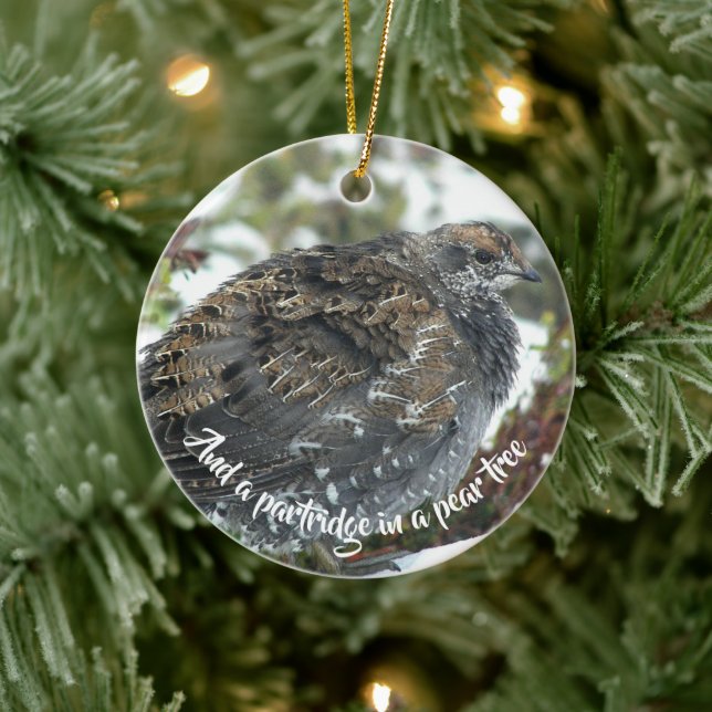 Blue Grouse in Snow Holiday Ceramic Tree Decoration (Tree)