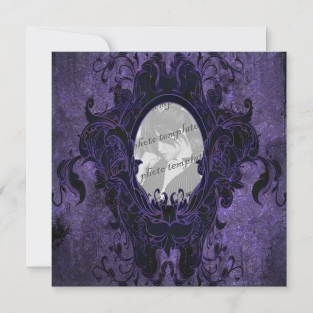 Blue Grunge Damask Goth Photo Frame (Front)