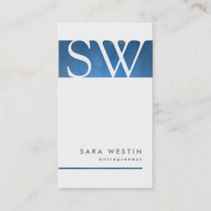Blue Grunge Entrepreneur Monogram BusinessCard Business Card