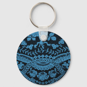 Blue Grunge Lace Key Ring