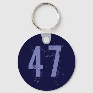BLUE GRUNGE STYLE NUMBER 47 KEY RING
