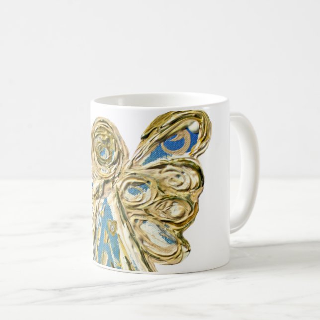 Blue Guardian Angel Custom Coffee Mug Cups (Front Right)