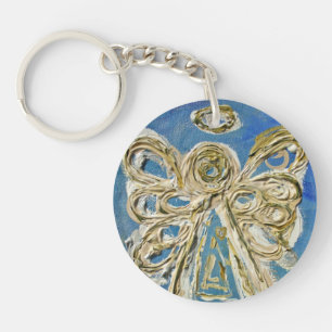 Blue Guardian Angel Custom Keychain