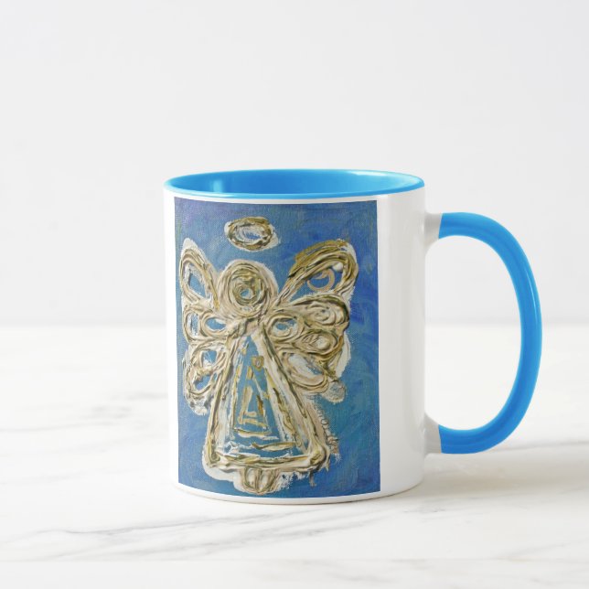 Blue Guardian Angel Holiday Mug or Cup (Right)