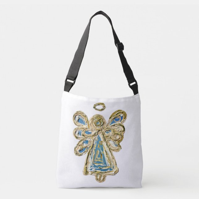 Blue Guardian Angel Purse Art Cross Body Bag (Front)