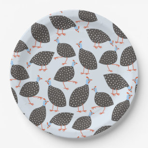 Blue Guinea Fowl Pattern Paper Plate