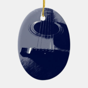 Blue Guitar Ceramic Tree Decoration
